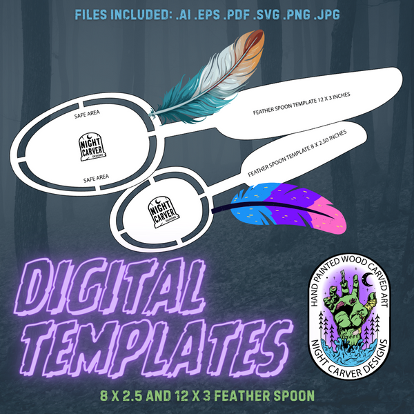 8 x 2.5 AND 12 x 3 FEATHER SPOON - DIGITAL TEMPLATE