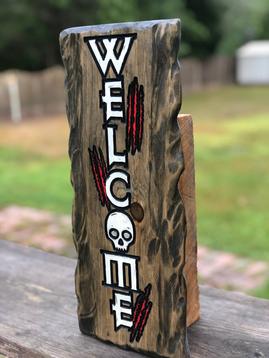 Skull Welcome Sign – Night Carver Designs